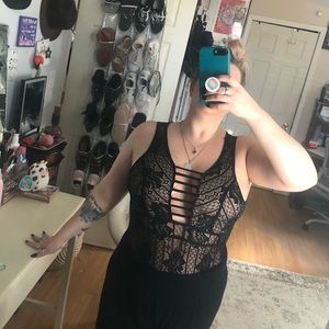 Haute Monde large black lace bodysuit